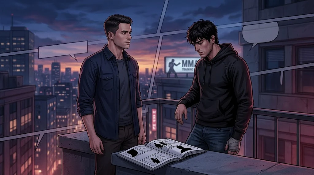 Editorial scene representing the final chapter of a mature manhwa series