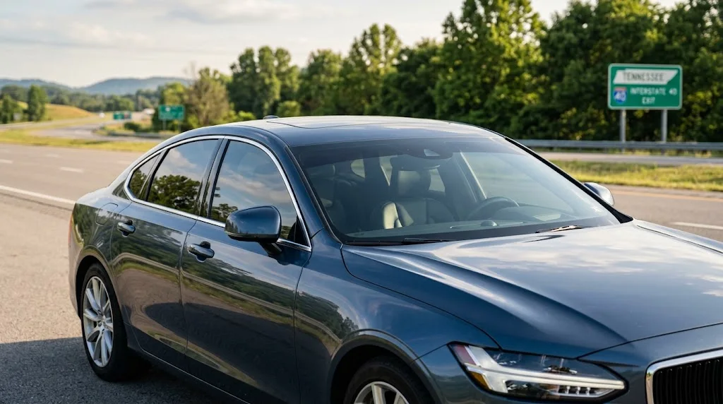 Text: Legal window tint on a vehicle in Tennessee