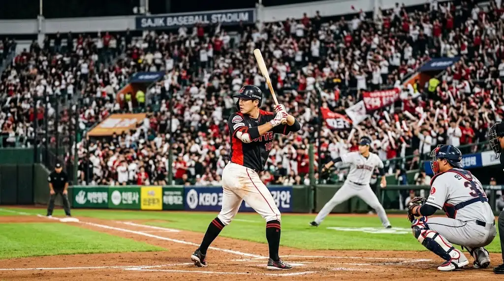 Lotte Giants batter playing during a live professional baseball game