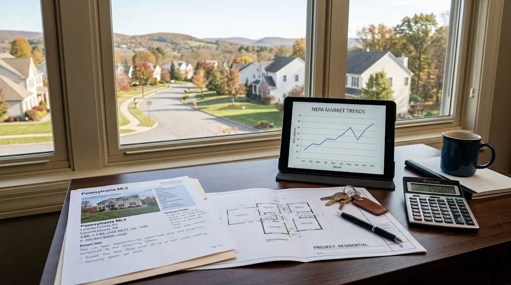 Real estate property research materials and market analysis for a Pennsylvania home