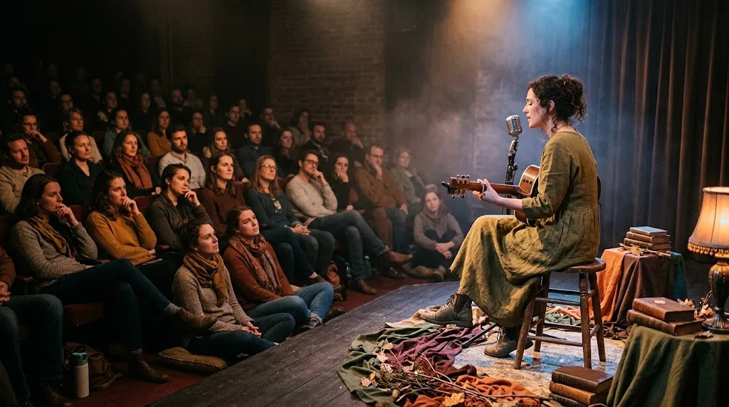 Performer creating an immersive and atmospheric live entertainment experience